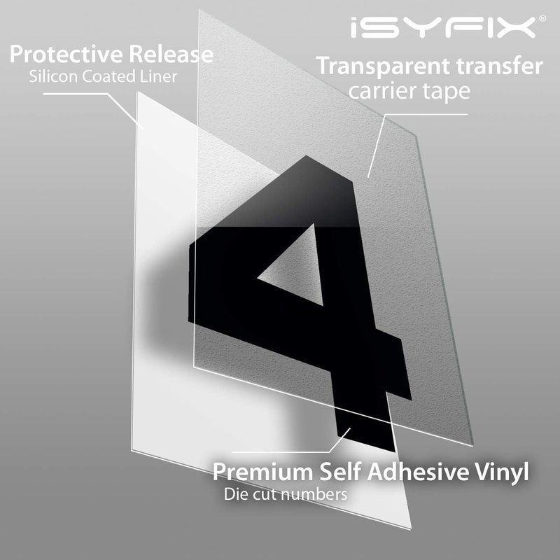 iSYFIX Black Vinyl Number 4 (Four) Stickers - 6 Pack 3 inch Self Adhesive - Premium Decal Die Cut & Pre-Spaced for Mailbox, Signs, Door, Cars, Trucks, Home, Business, Address Number, Indoor & Outdoor - Image 3